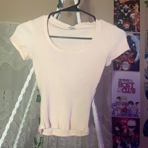 Guess Xs Light Pink Ribbed Tee